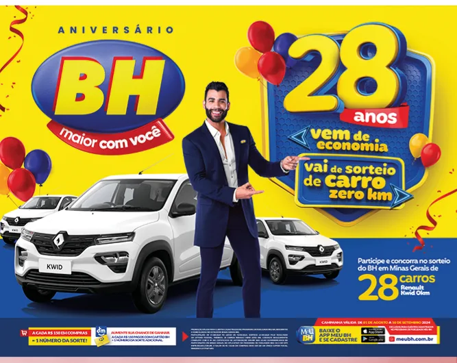 Campanha de aniversário de 28 anos do Supermercados BH