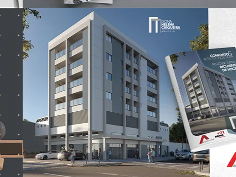 Material de lançamento imobiliário com imagem 3D
